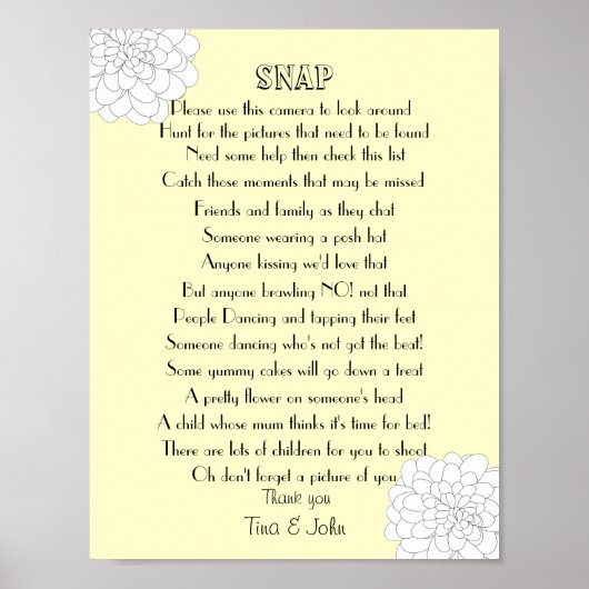 I Spy Snap Wedding Photo Game Poster (Voorkant)