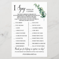 I Spy Weddenschap Opvang Eucalyptus Game Card