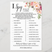 I Spy Weddenschap Reception Pink Flowers Game Kaar Flyer (Voorkant)