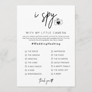 I Spy Wedding Game voor Receptie Photo Hunt Game Programmakaart