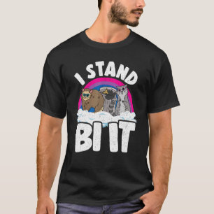 I Stand Bi It Opossum Raccoon Bisexual Pride Flag T-shirt