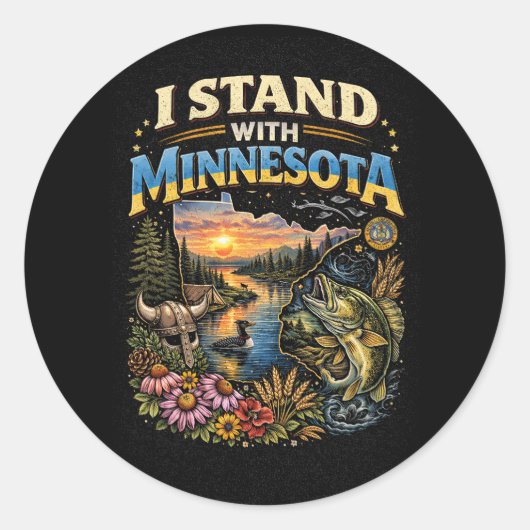 I Stand With Minnesota Ronde Sticker (Voorkant)