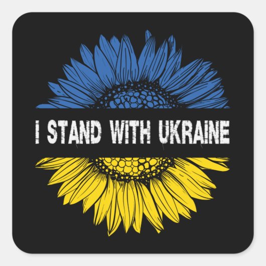 I Stand With Oekraïne Vierkante Sticker (Voorkant)