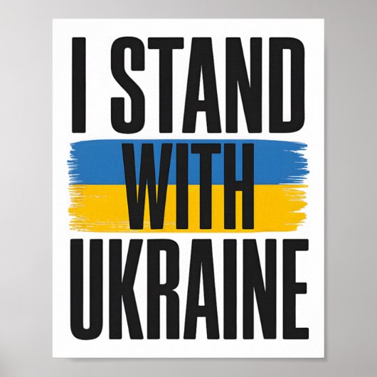 I Stand With Ukraine Bold Ukrainian Flag Support  Poster (Voorkant)
