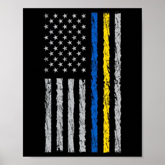 I Stand With Ukraine Flag Usa - Us Flag Support Uk Poster (Voorkant)