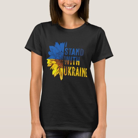 I stand with Ukraine. Sunflower symbol of Peace. T-shirt (Voorkant)
