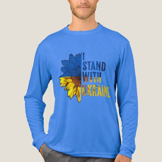 I stand with Ukraine. Sunflower symbol of Peace. Tri-Blend Shirt (Voorkant volledig)