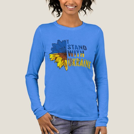 I stand with Ukraine. Sunflower symbol of Peace. Tri-Blend Shirt (Voorkant)