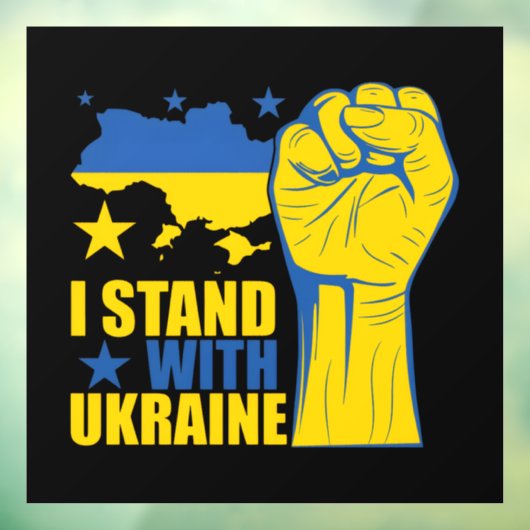 I stand with Ukraine. Support Ukraine. Raamsticker (Vel 3)