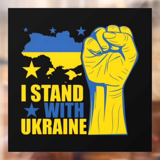 I stand with Ukraine. Support Ukraine. Raamsticker (Vel 2)
