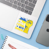 I stand with Ukraine. Support Ukraine. Sticker (Laptop met iPhone)