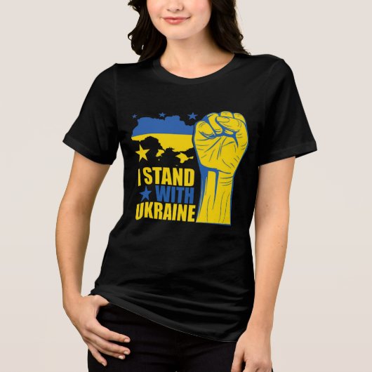 I stand with Ukraine. Support Ukraine. Tri-Blend S Tri-Blend Shirt (Voorkant)