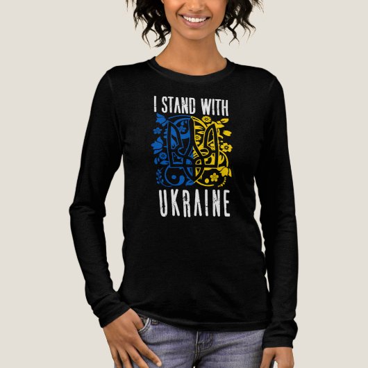 I stand with Ukraine. Trident of Ukraine. Tri-Blend Shirt (Voorkant)
