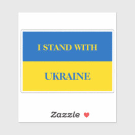 I stand with Ukraine. Ukrainian flag.  Sticker