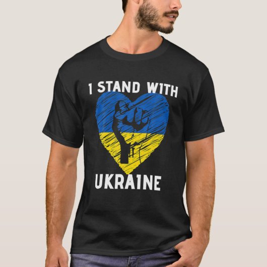I Stand With Ukraine Ukrainian Flag Support T-shirt (Voorkant)