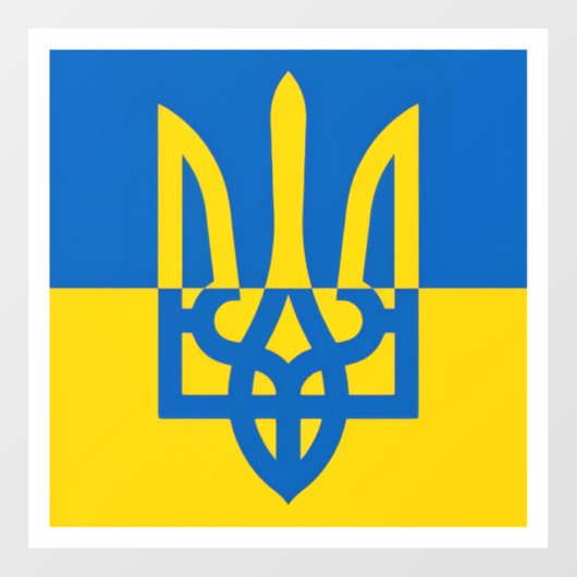 I stand with Ukraine. Ukrainian flag. Trident. Raamsticker (Vel)