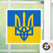 I stand with Ukraine. Ukrainian flag. Trident. Raamsticker (Huis)