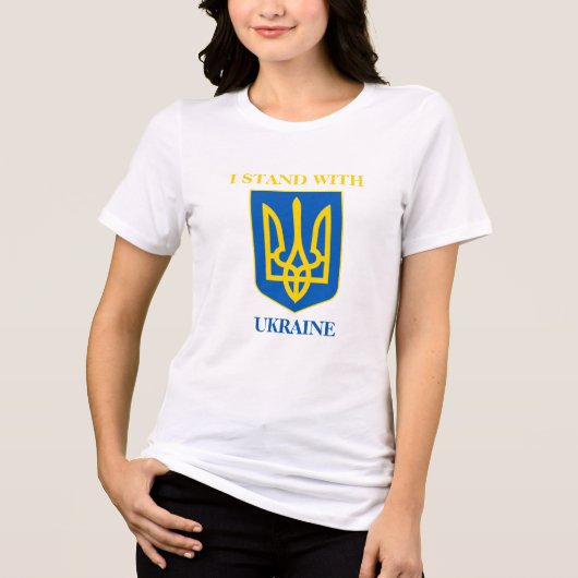 I Stand With Ukraine. Ukrainian Flag & Trident Tri-Blend Shirt (Voorkant)