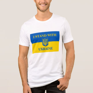 I STAND WUTH UKRAINE. Ukrainian flag.Coat of Arms Tri-Blend Shirt