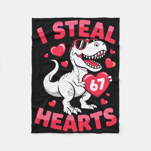 I Steal 67 Hearts Funny 67 Valentine Dinosaur Men  Fleece Deken (Voorkant)