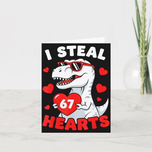 I Steal 67 Hearts Funny 67 Valentine Dinosaur Men  Kaart (Voorkant)