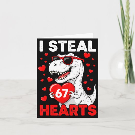 I Steal 67 Hearts Funny 67 Valentine Dinosaur Men  Kaart (Voorkant)