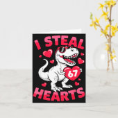 I Steal 67 Hearts Funny 67 Valentine Dinosaur Men  Kaart (Gele Bloem)