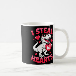 I Steal 67 Hearts Funny 67 Valentine Dinosaur Men Koffiemok