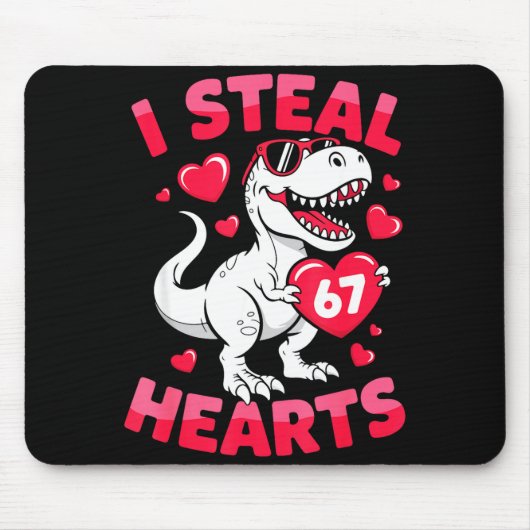 I Steal 67 Hearts Funny 67 Valentine Dinosaur Men Muismat (Voorkant)