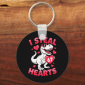 I Steal 67 Hearts Funny 67 Valentine Dinosaur Men  Sleutelhanger (Voorkant)
