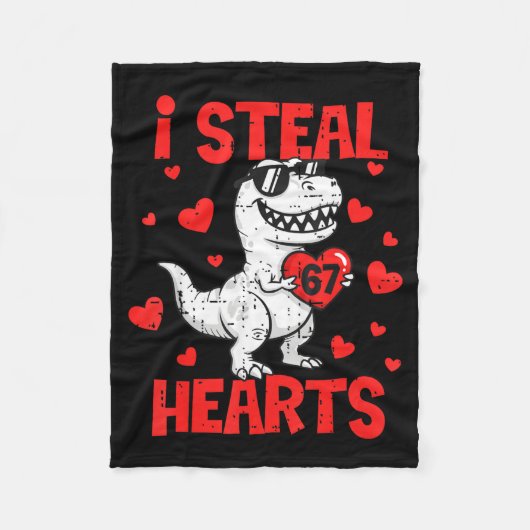 I Steal 67 Hearts T-rex Six Seven Valentines Day B Fleece Deken (Voorkant)