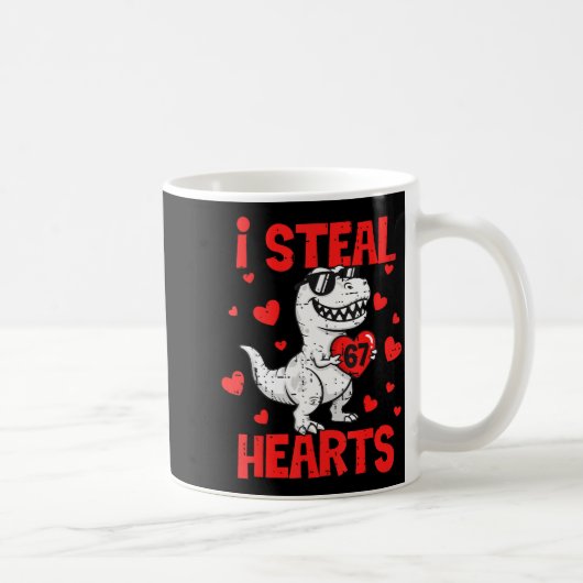 I Steal 67 Hearts T-rex Six Seven Valentines Day B Koffiemok (Rechts)