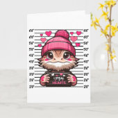 I Steal Heart Cute Bearded Dragon Mugshot Valentin Kaart (Gele Bloem)