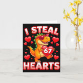 I Steal Hearts 67 Trex Kids Valentines Meme Six Se Kaart (Gele Bloem)