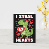 I Steal Hearts 67 Trex Kids Valentines Meme Six Se Kaart (Gele Bloem)