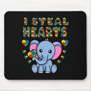 I Steal Hearts Autism Awareness Elephant Puzzle Pi Muismat