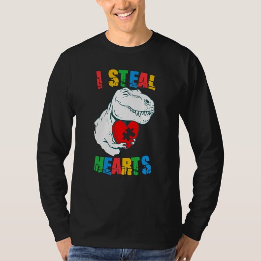 I Steal Hearts Autism Awareness Rex Valentines Day T-shirt (Voorkant)