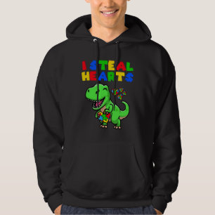 I Steal Hearts Autisme Awareness Puzzle Rex Dinosa Hoodie
