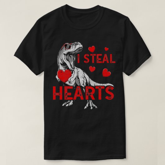 I Steal Hearts Boys Kind T Re Dinosaur Valentijnse T-shirt (Design voorkant)