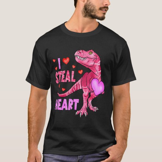 I Steal Hearts Dinosaur Kinder Boys Valentijnsdag T-shirt (Voorkant)