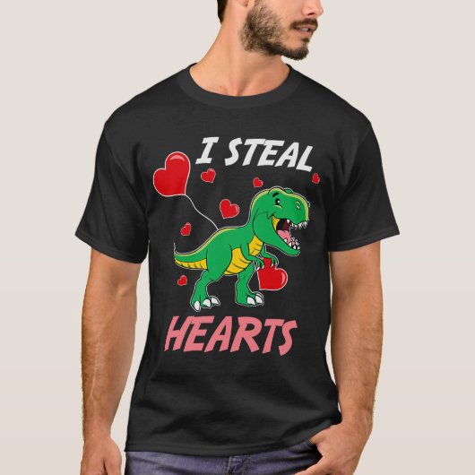 I Steal Hearts Dinosaur Kinder Design Prehistorisc T-shirt (Voorkant)