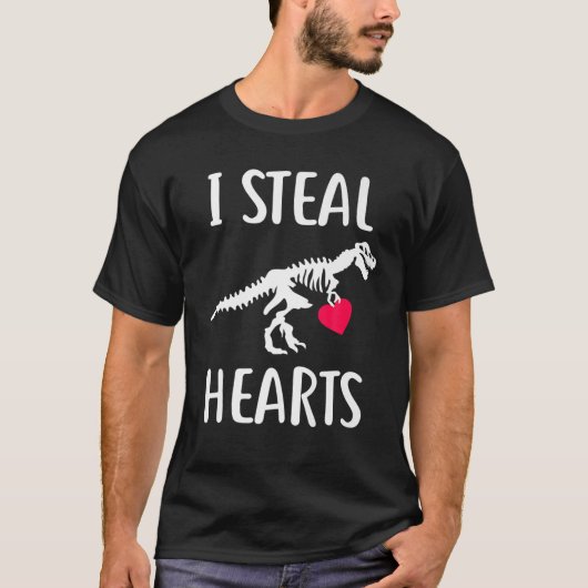 I Steal Hearts Dinosaur Lovers T Rex Valentijnse D T-shirt (Voorkant)