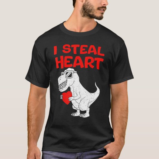 I Steal Hearts Dinosaur Rex Valentines Day Boys Ki T-shirt (Voorkant)