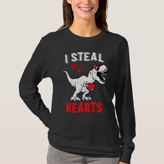 I Steal Hearts Dinosaur Valentijnsdag Boys Kinder T-shirt (Voorkant)