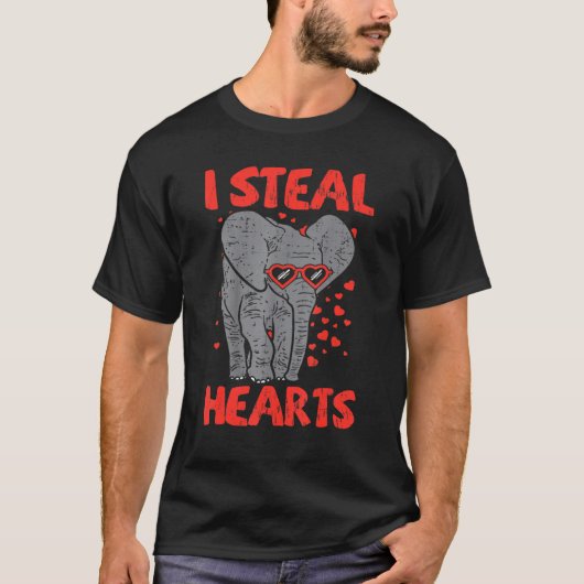 I Steal Hearts Elephant Dad Kind Dierenvriend V T-shirt (Voorkant)