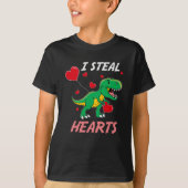 I Steal Hearts Funny Dinosaur T Rex Valentijnsdag T-shirt (Voorkant)