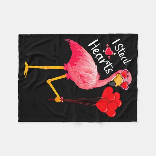 I Steal Hearts Funny Flamingo Lover Valentine's Da Fleece Deken (Voorkant (Horizontaal))