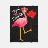 I Steal Hearts Funny Flamingo Lover Valentine's Da Fleece Deken (Voorkant)