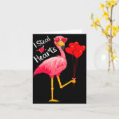 I Steal Hearts Funny Flamingo Lover Valentine's Da Kaart (Gele Bloem)