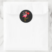 I Steal Hearts Funny Flamingo Lover Valentine's Da Ronde Sticker (Tas)